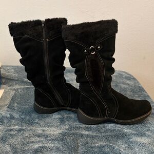 BareTraps Black Faux Fur Winter Boots